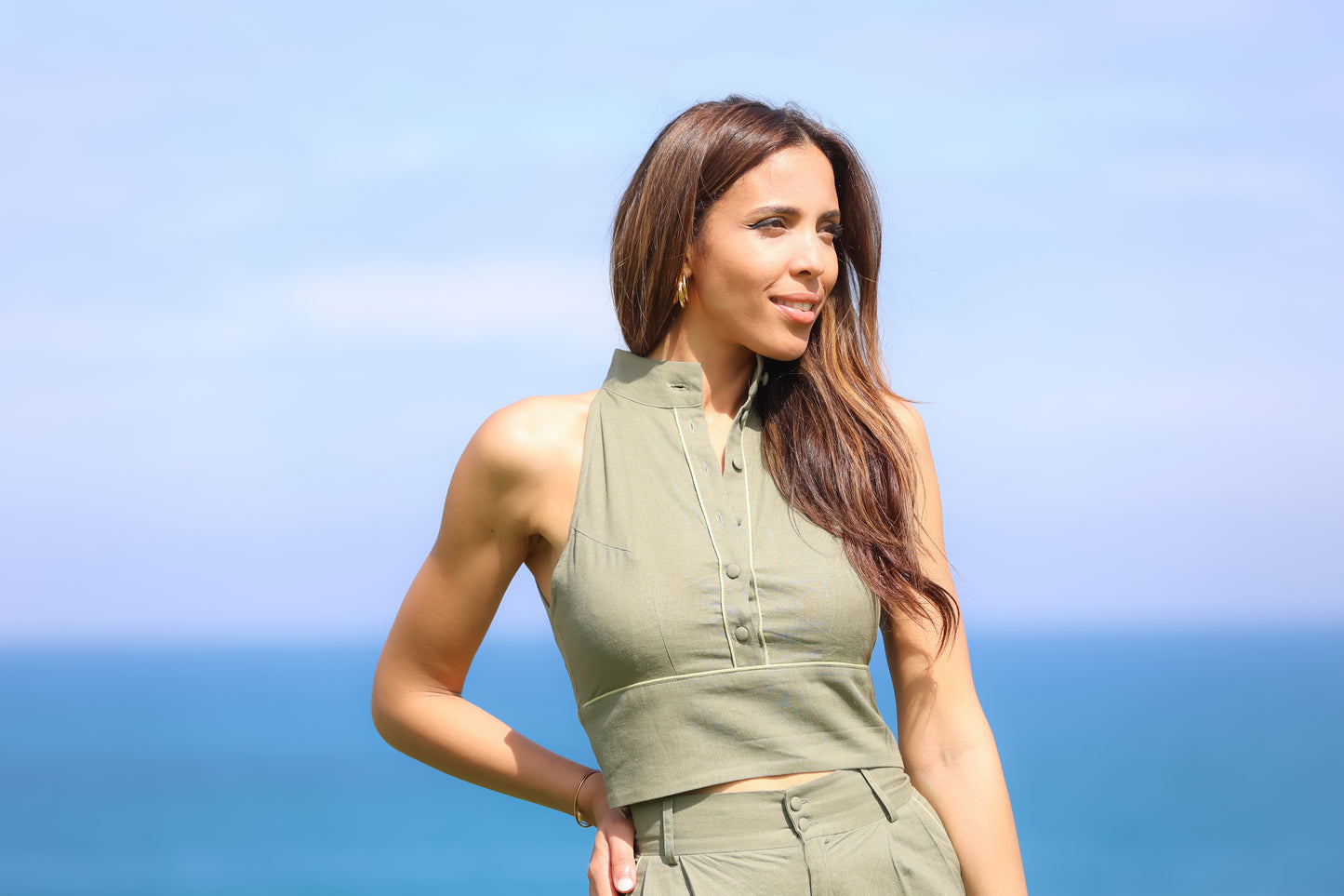 Souffle Raffiné - Linen Top - Sage Green