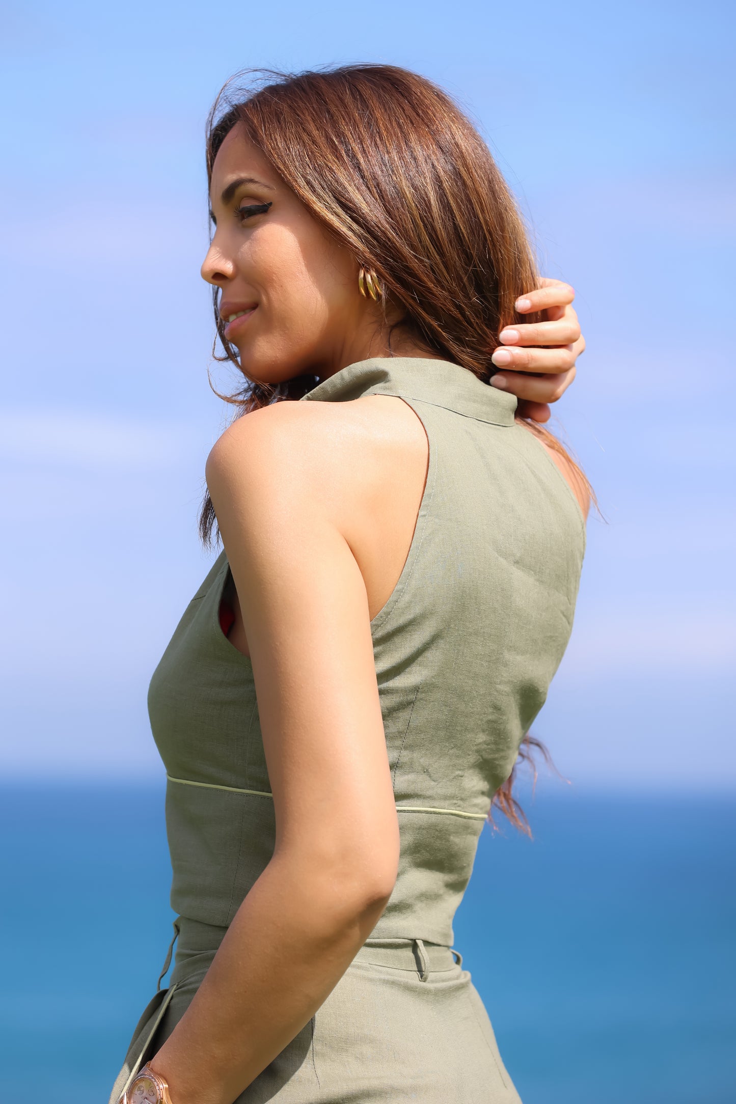 Souffle Raffiné - Linen Top - Sage Green