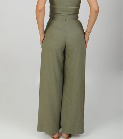 Souffle Raffiné - Linen Pants - Sage Green