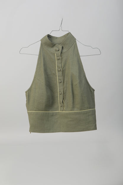 Souffle Raffiné - Linen Top - Sage Green