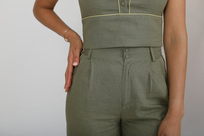 Souffle Raffiné - Linen Pants - Sage Green